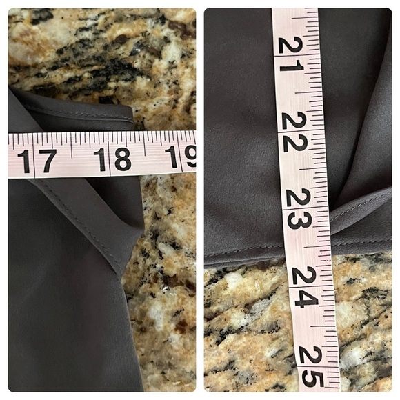 Guess Gray Chiffon Sleeveless Juliet Flounce Keyhole Satin Blouse Ruffle Date S - Picture 6 of 10